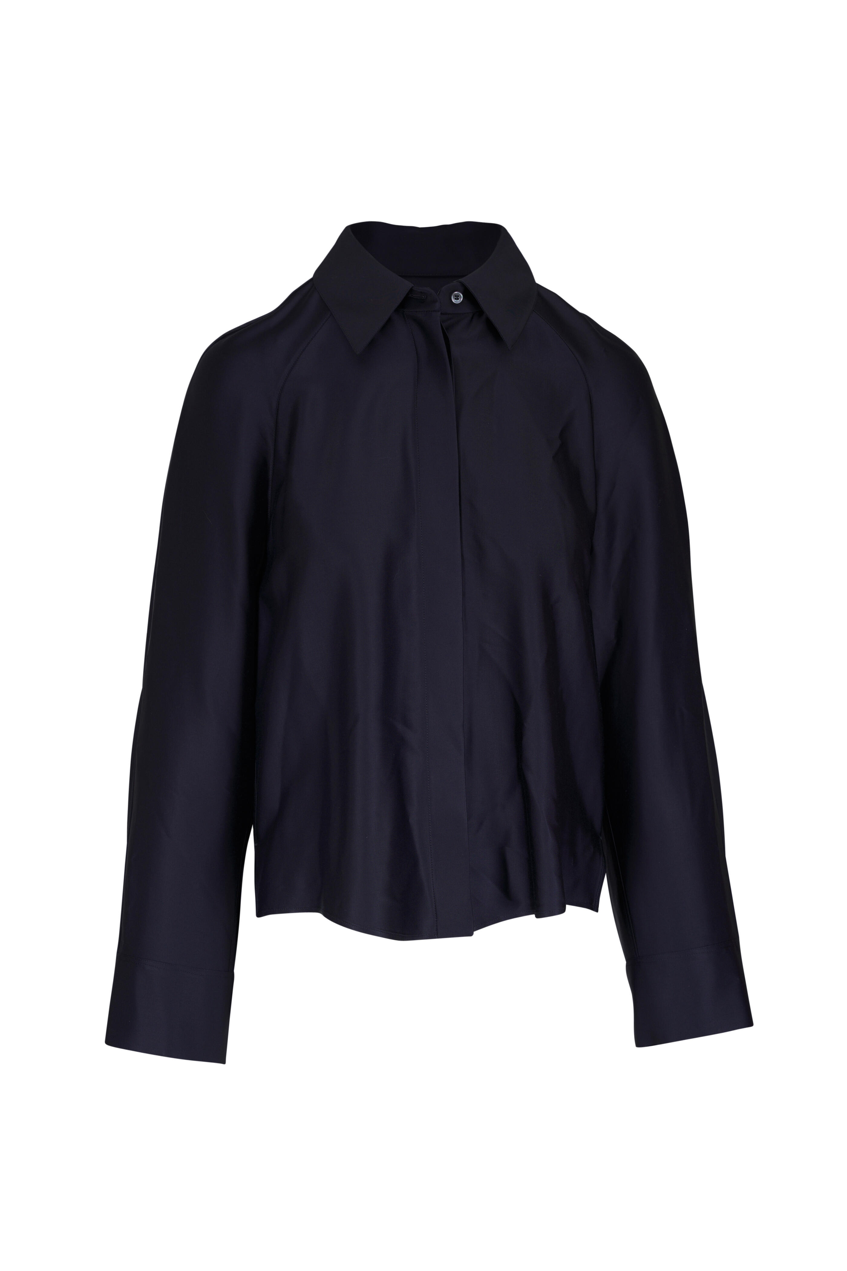 Loewe - Dark Navy Stretch Cape Shirt - view 1