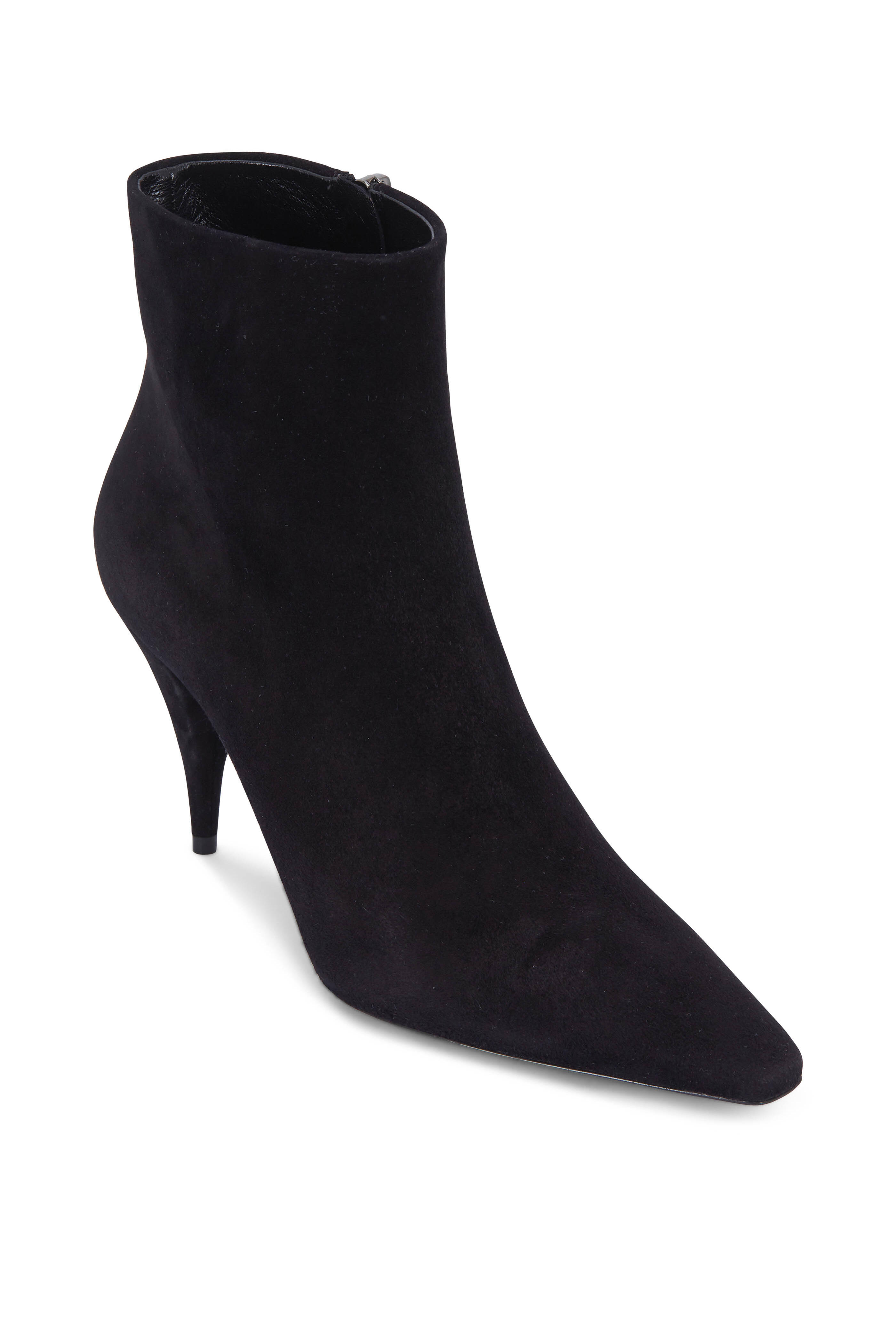 Saint Laurent - Kiki Black Suede Cone Heel Bootie, 85mm
