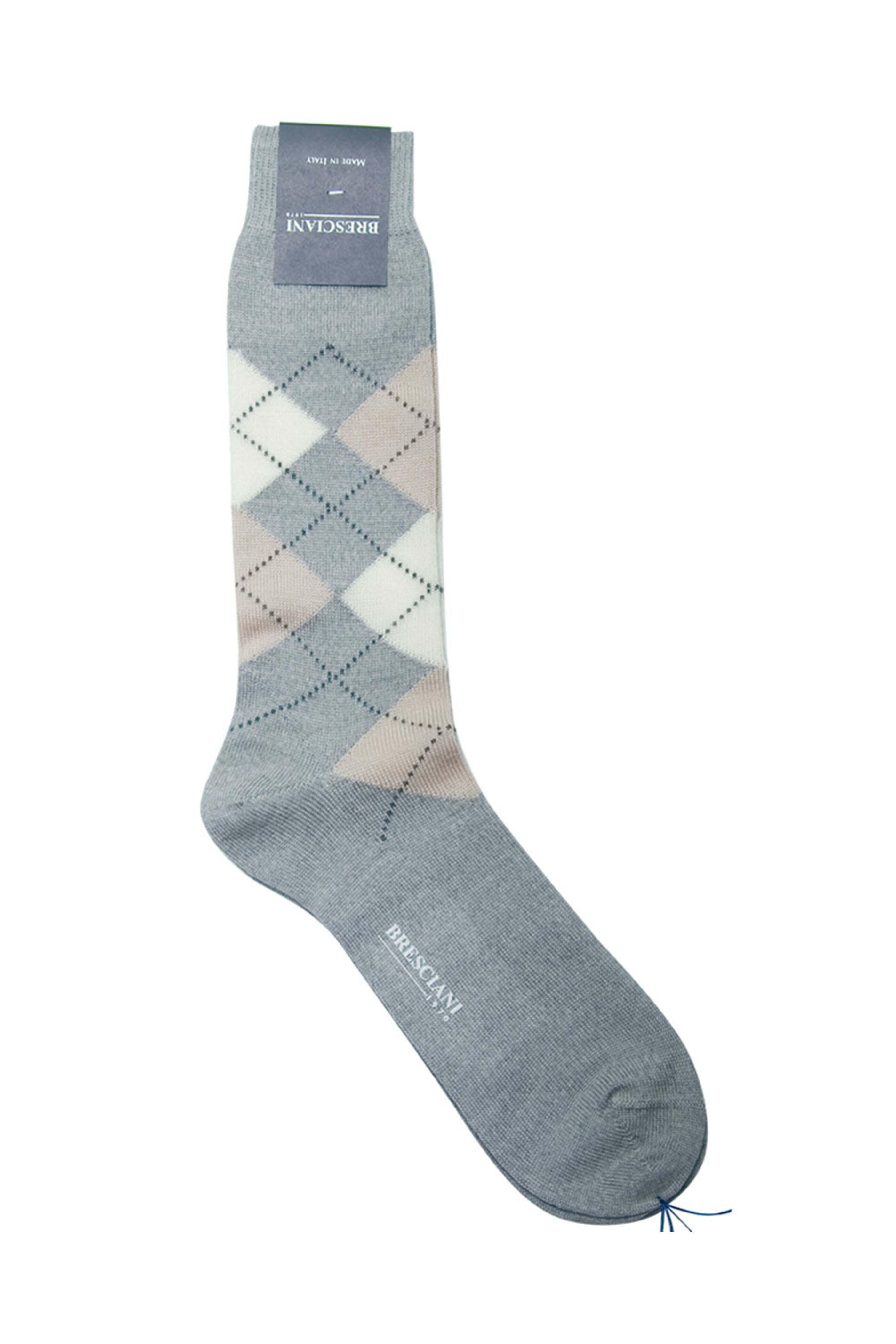 Bresciani srl - Merino Wool Argyle Socks in Grey