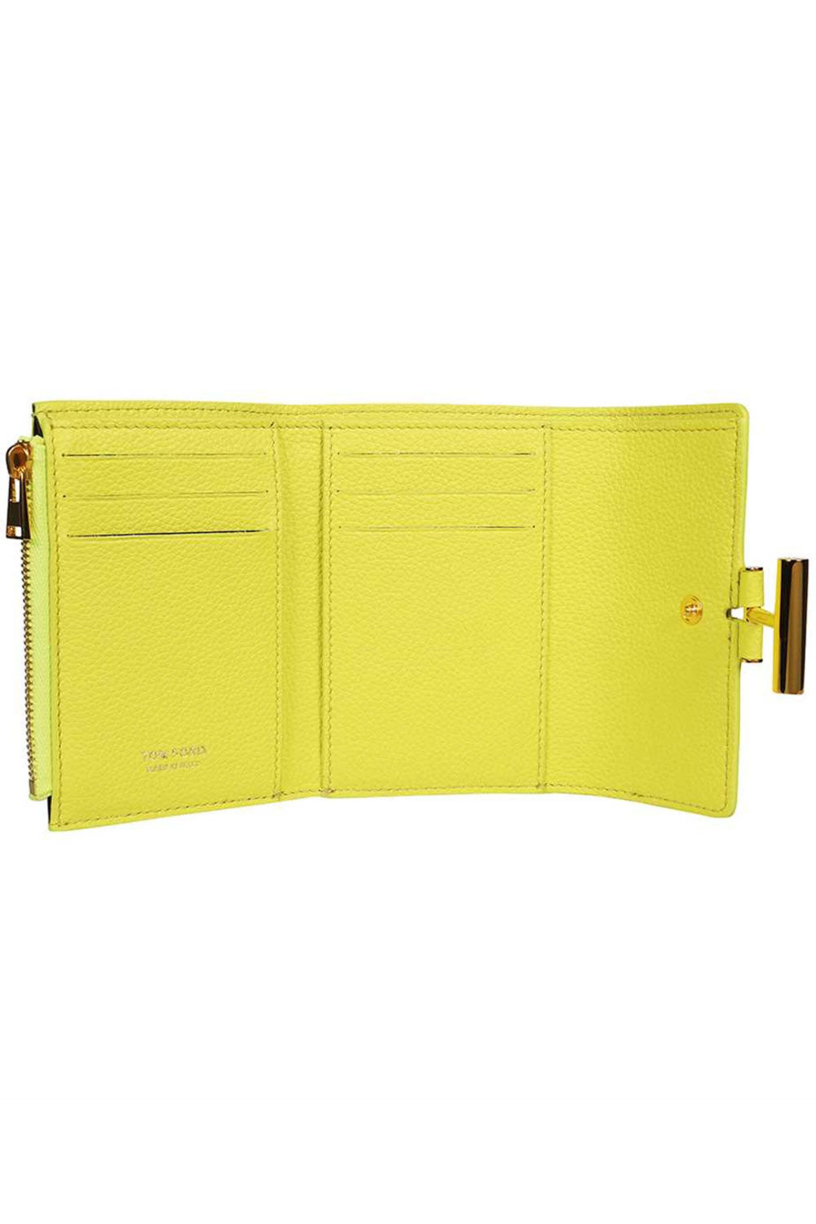 Tom Ford - Grain Leather Compact Wallet in Acid Yellow