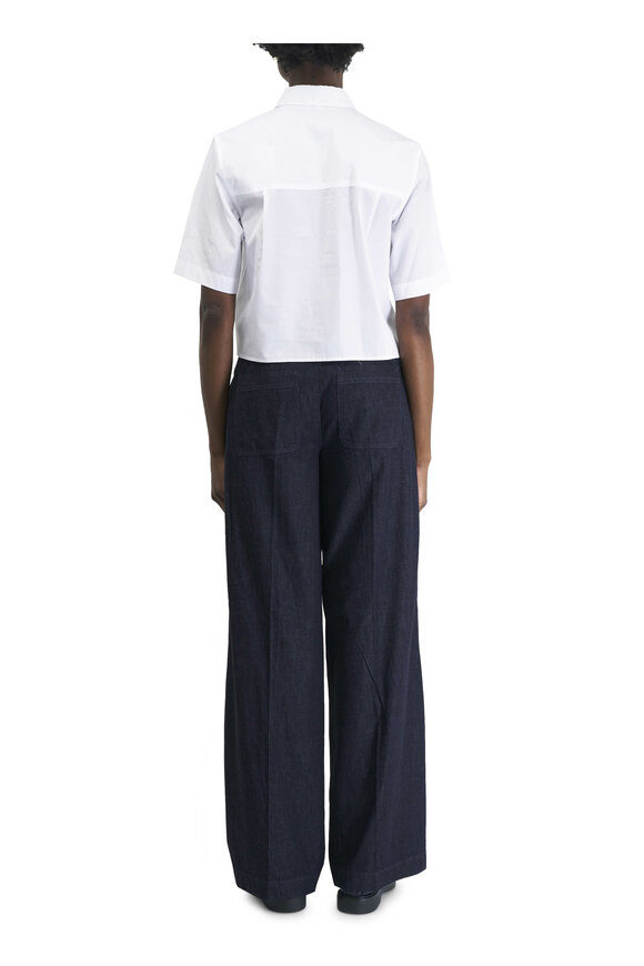 Vince - Washed Indigo Cotton Low-Rise Wide Leg Pant