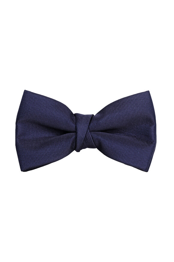 Cesare Attolini Navy Blue Grosgrain Pre-Tied Bow Tie