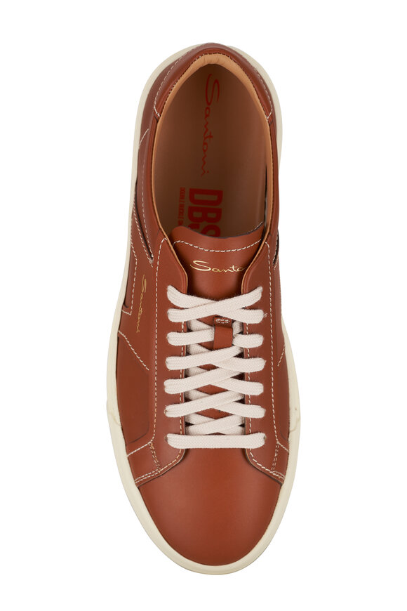 Santoni - Brown Leather Double Buckle Sneaker 