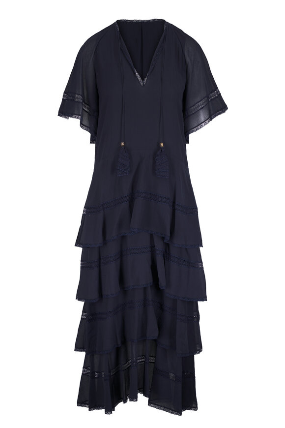 Dorothee Schumacher Dreamful Volumes Dark Navy Cotton & Silk Dress - view 1