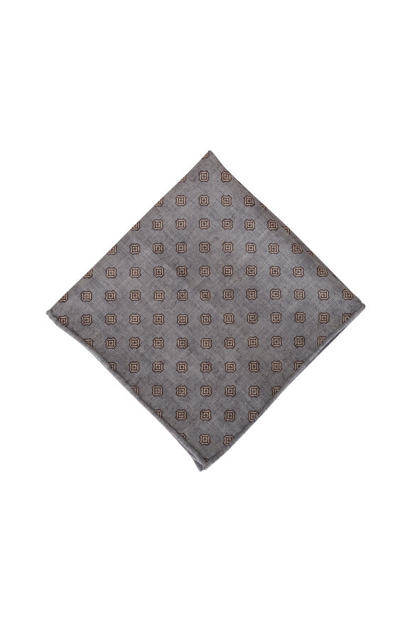 Brunello Cucinelli - Gray Patterned Silk Pocket Square