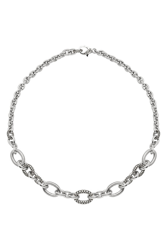 Mariani 18k White Gold Rolo Diamond Necklace