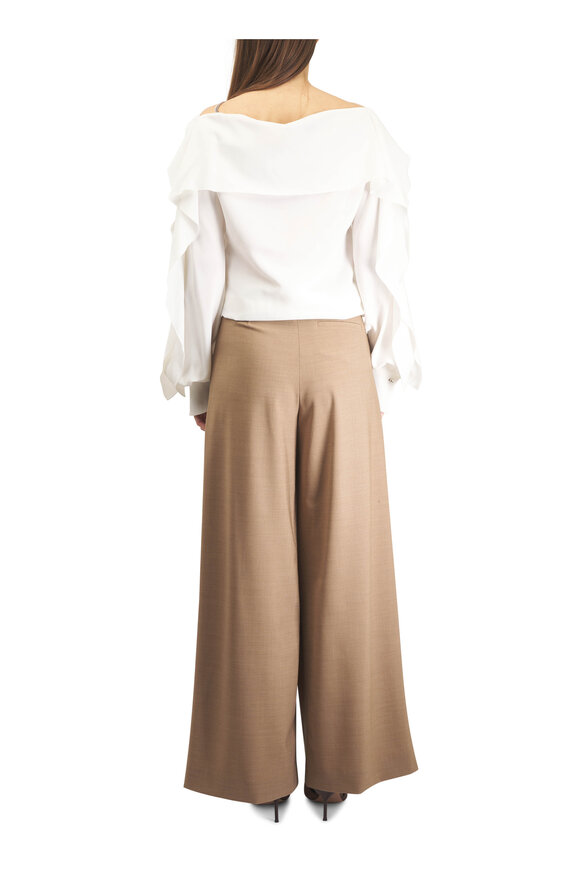 Lanvin White Long Ruffle Sleeve Blouse - view 4