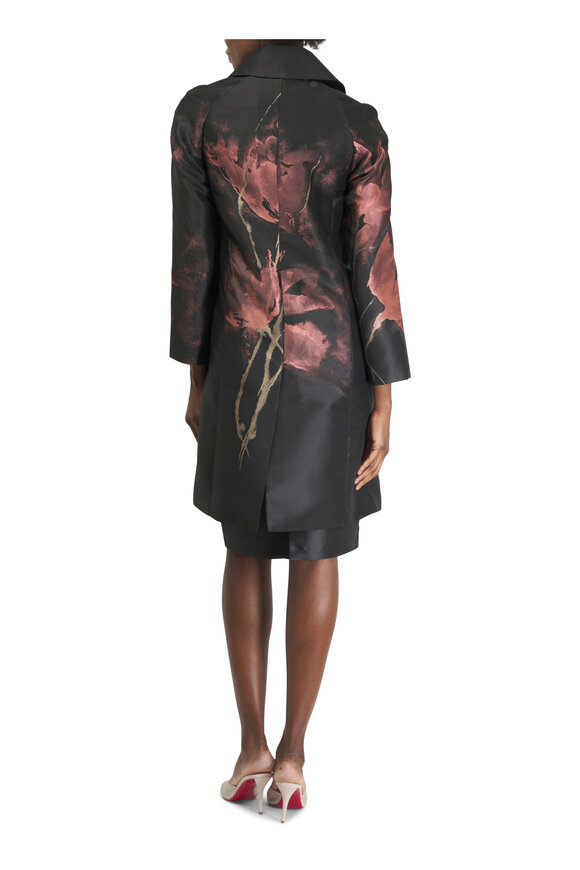 Talbot Runhof - Black Floral Bouquet Jacquard Coat