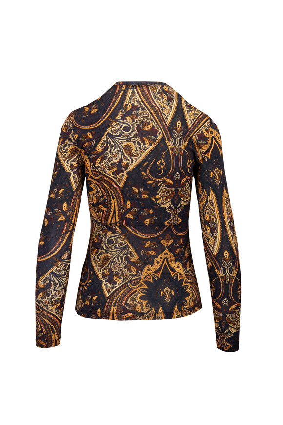 Ulla Johnson Neri Paisley Long Sleeve Jersey Top - view 2