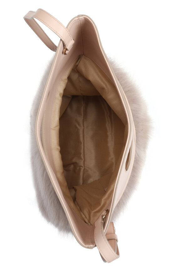 Agnona - Nude Leather & Mixed Fur Tote