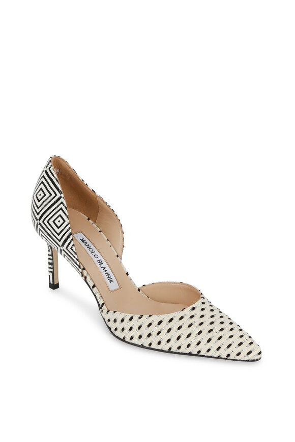 Manolo Blahnik - Taylerbi Dot Textile & Geo Snakeskin Pump,70mm