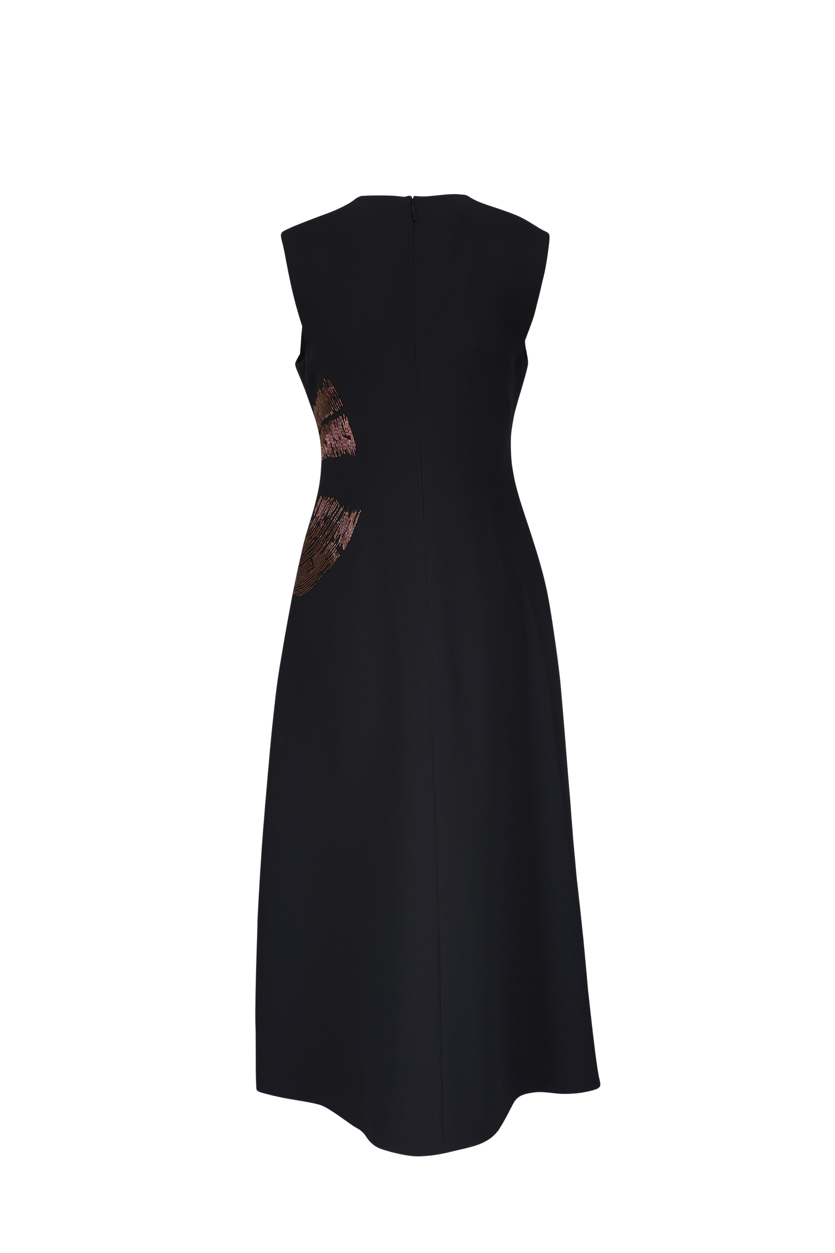 Lafayette 148 New York - Black Hand-Beaded Wool-Silk Crepe Dress