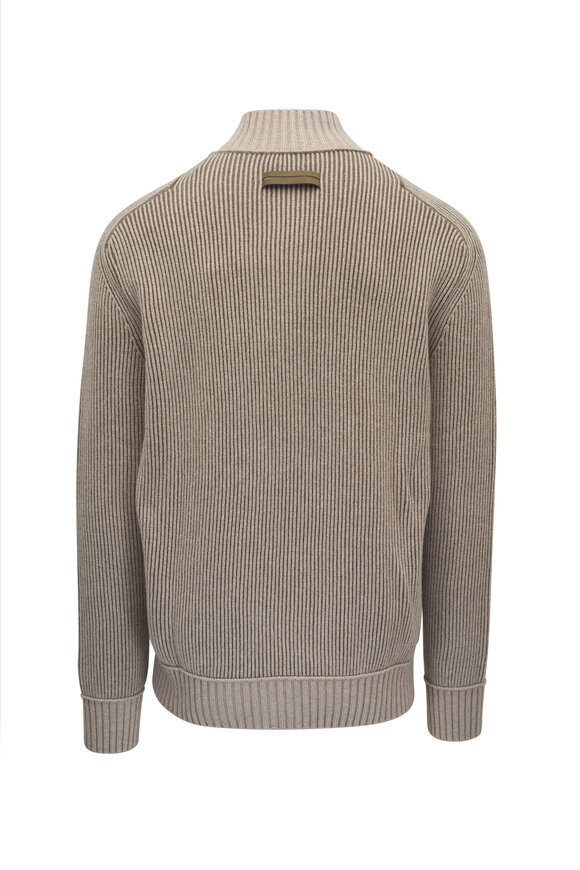 Zegna - Beige Cashmere Full Zip Sweater