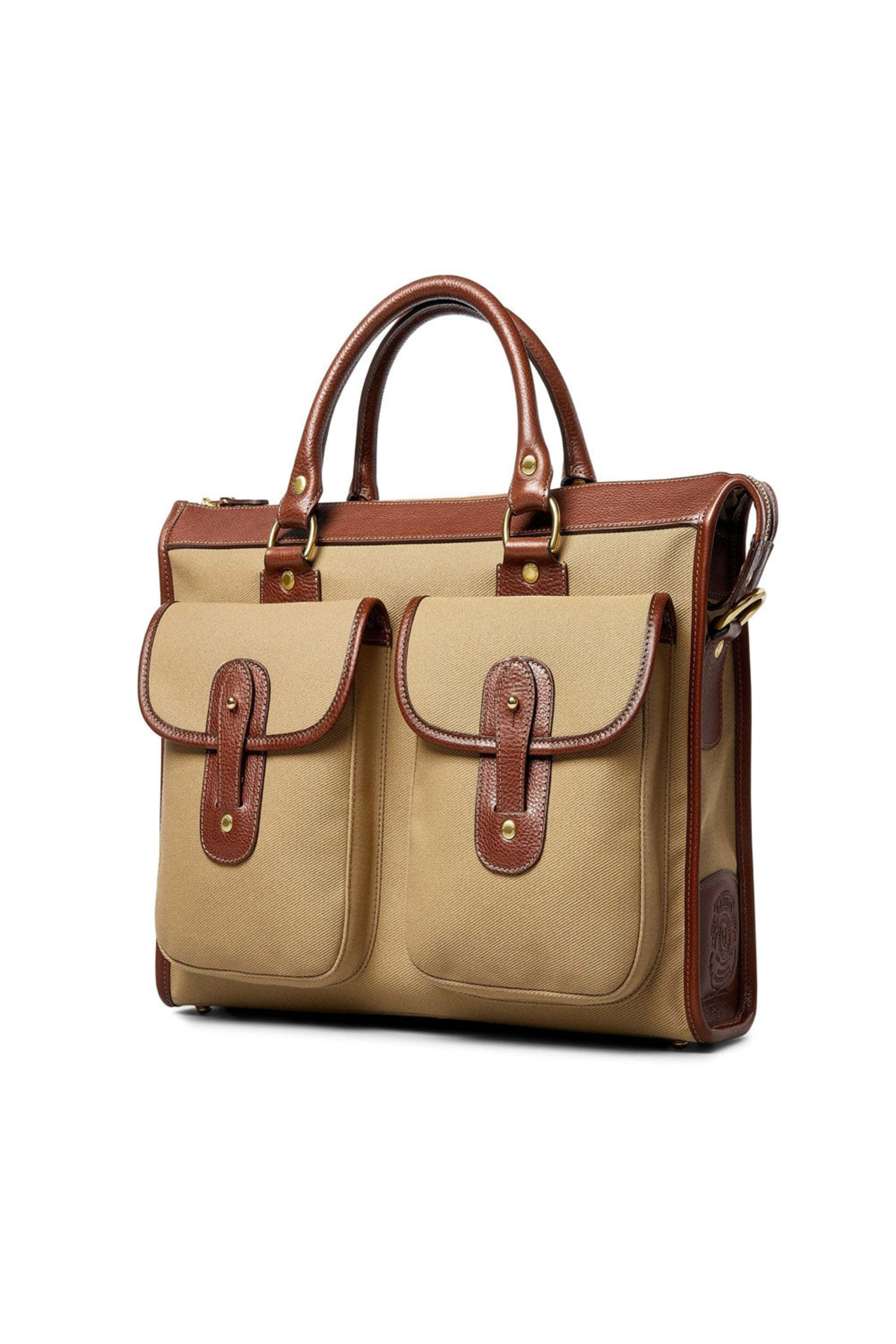 Ghurka - Briefcase in Khaki Twil & Vintage Chetnut