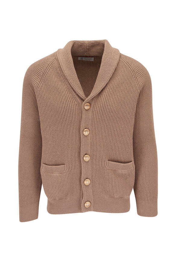 Brunello Cucinelli - Tan Cotton Shawl Cardigan