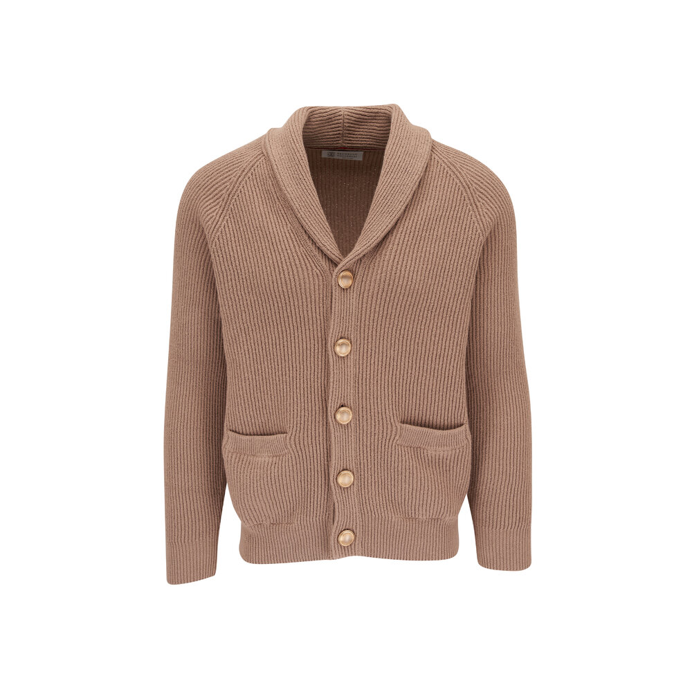 Brunello Cucinelli Tan Cotton Shawl Cardigan Mitchell Stores