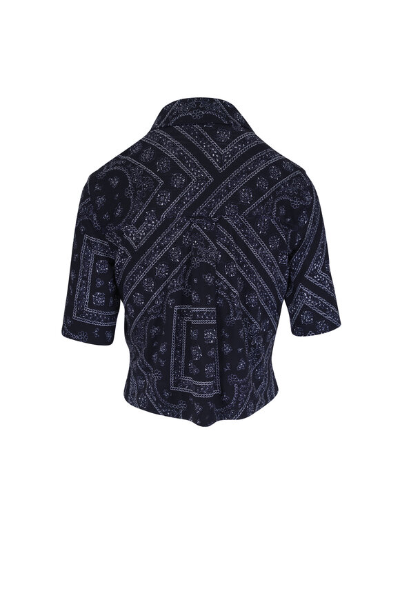 Veronica Beard Leandra Navy Paisley Top - view 3