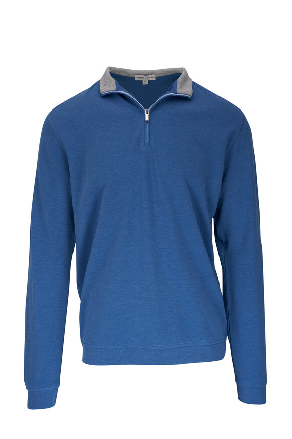 Peter Millar - Crown Comfort Cape Blue Quarter Zip Pullover