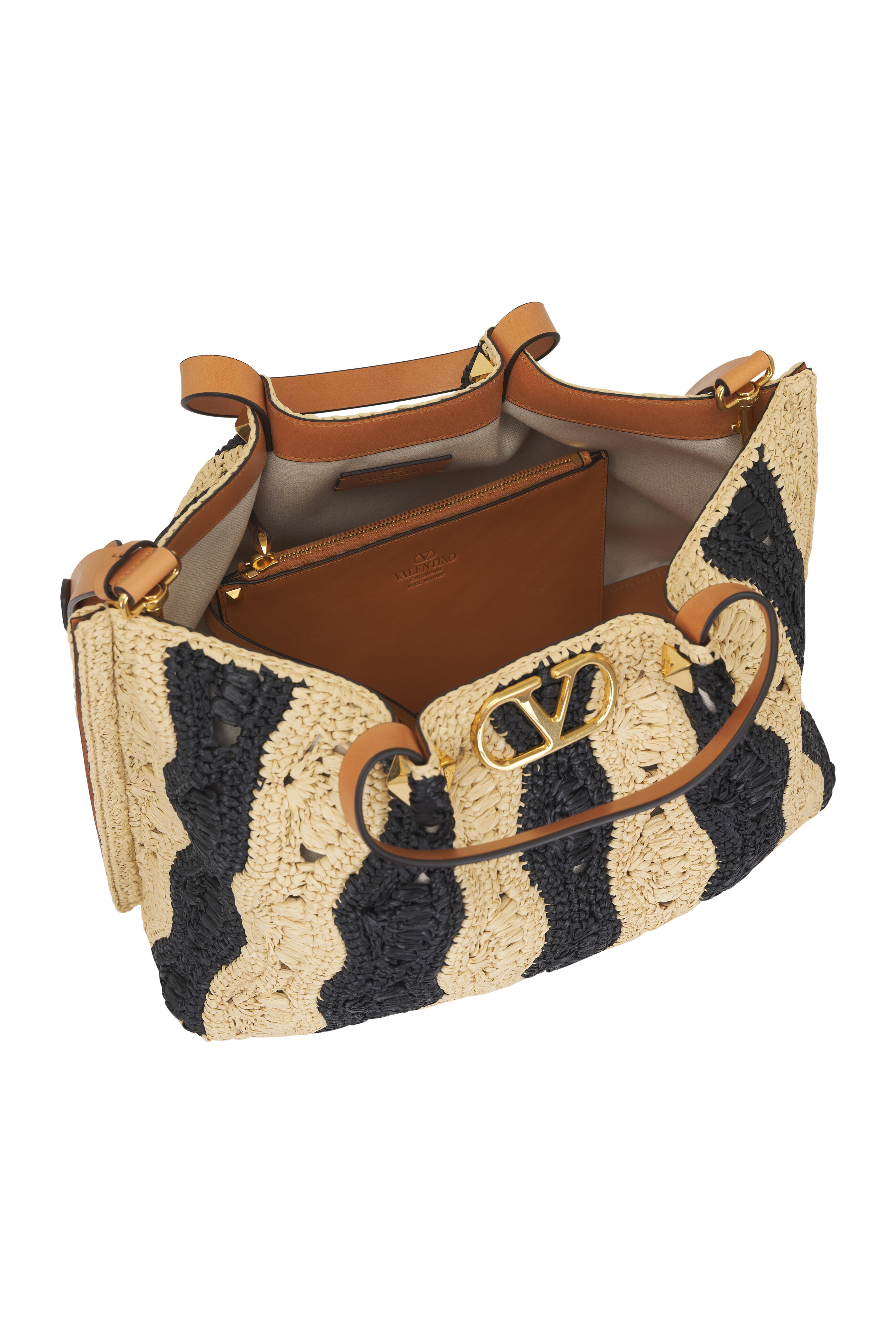 Valentino Garavani - VLogo Signature Black & Natural Raffia Tote