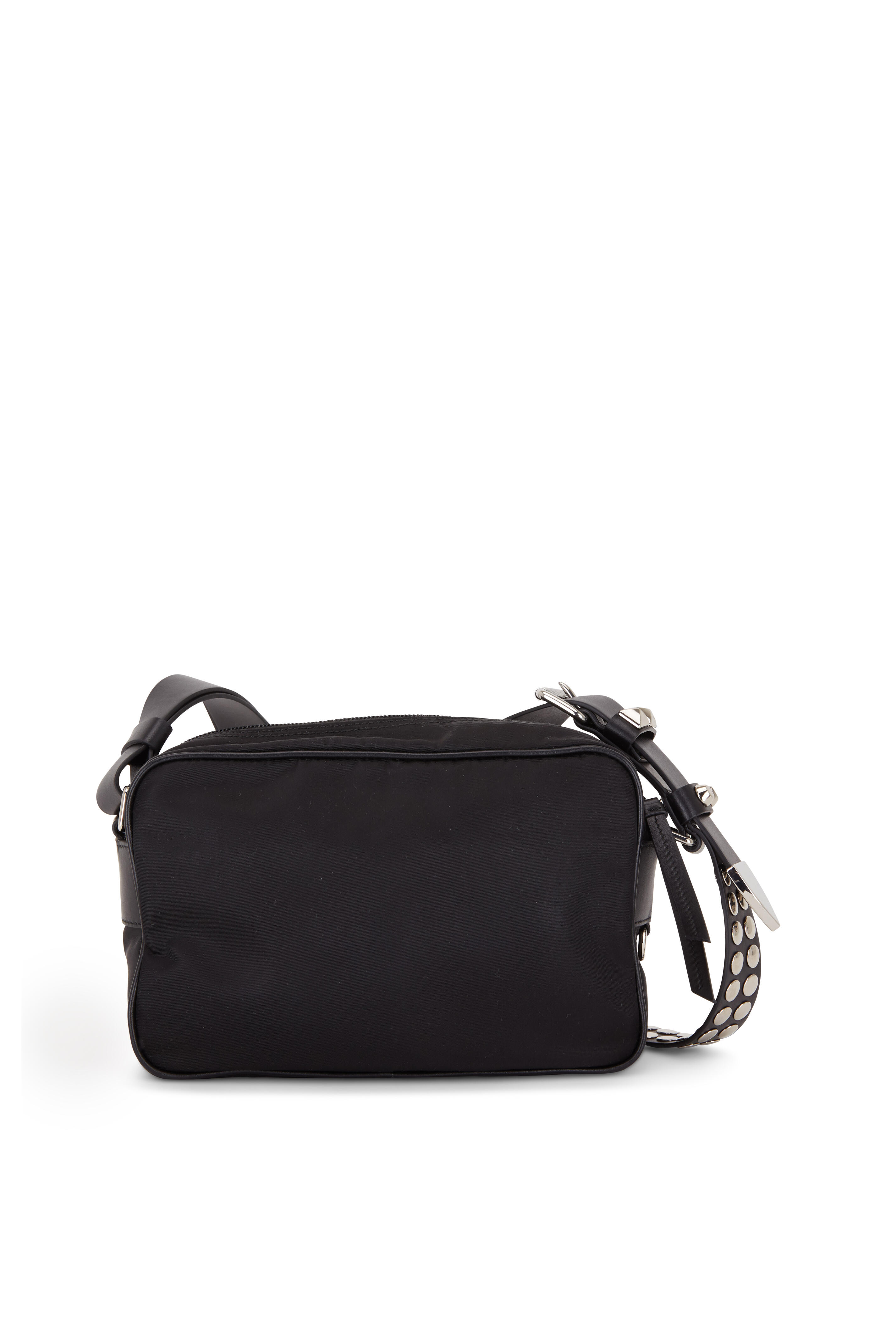 Prada - Black & Silver Tessuto Studded Shoulder Bag