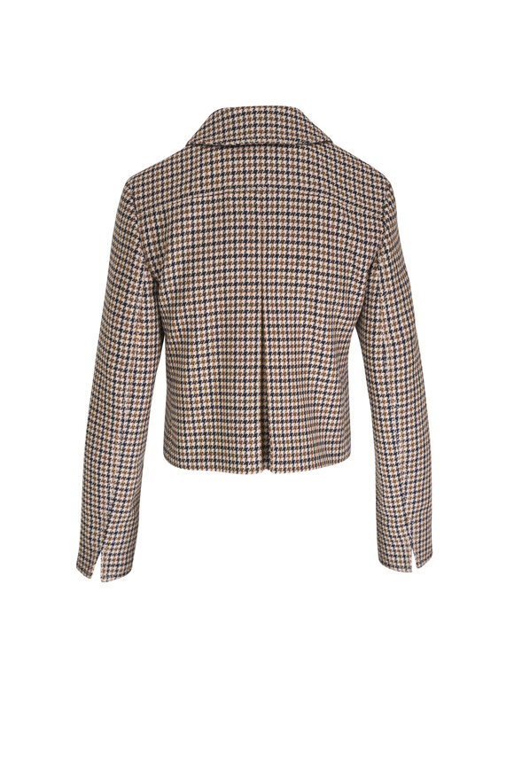 Akris Punto - Brown Shetland Tweed Houndstooth Crop Jacket