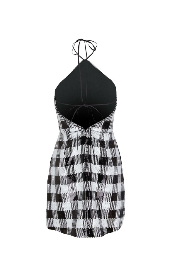 Carolina Herrera - Black & White Sequin Halter Mini Dress