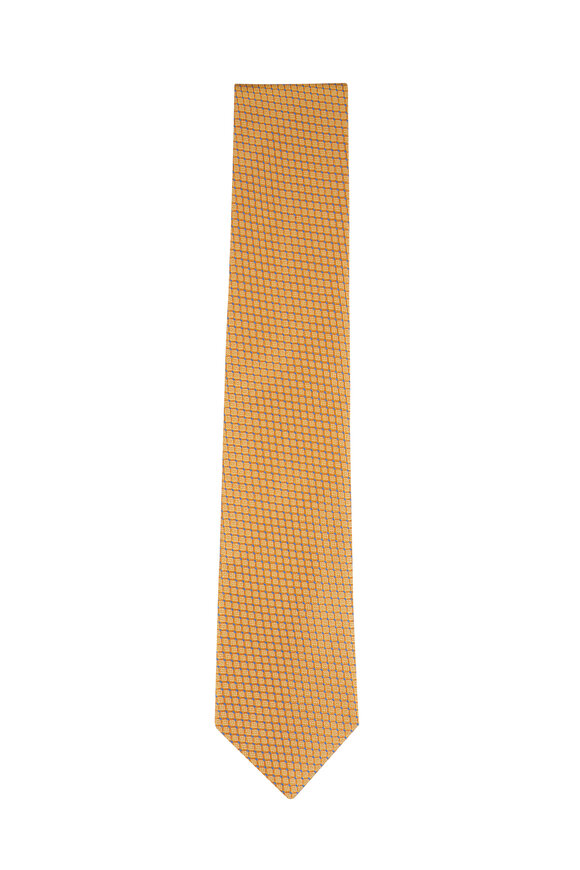 Canali Yellow Geometric Silk Necktie - view 1