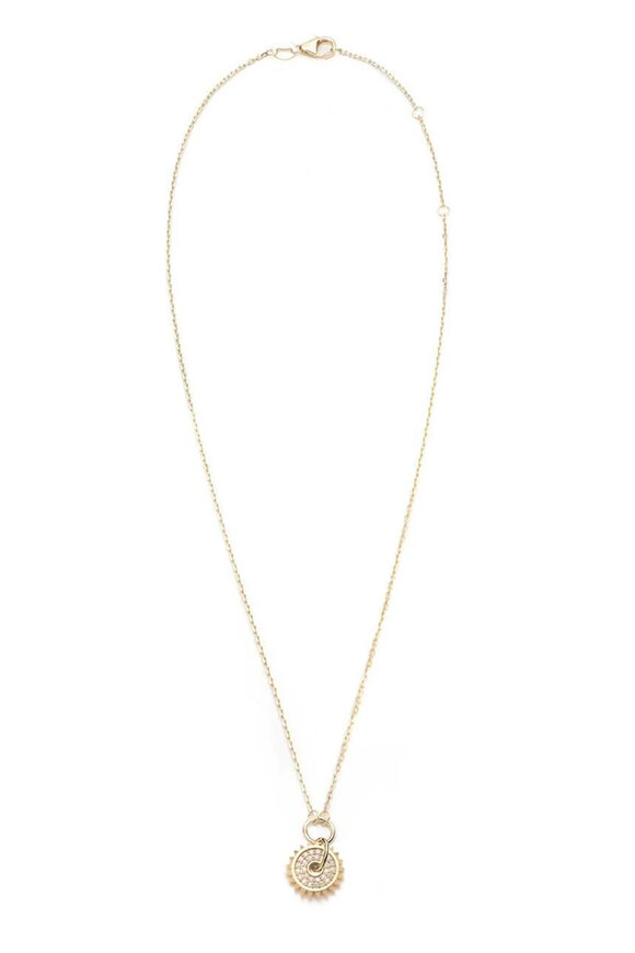 Foundrae Pave Disk Drop Necklace