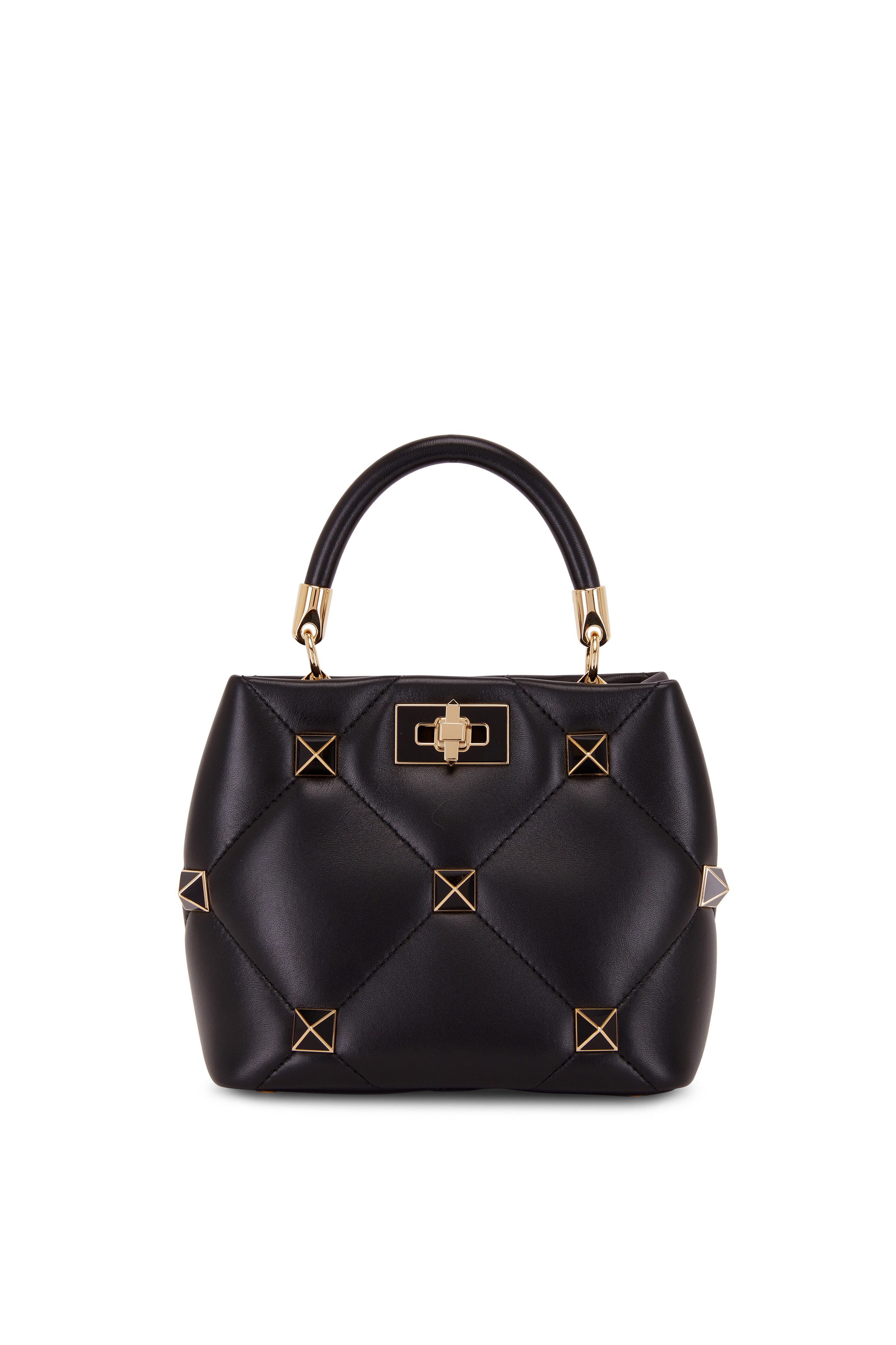 Valentino Garavani - Black Leather & Lacquered Studs Top