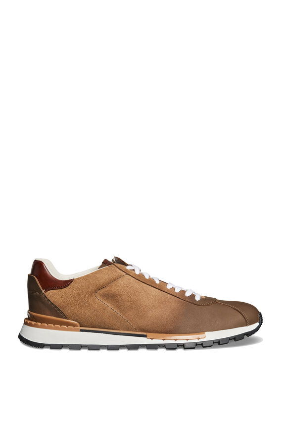 Berluti -  On Track Torino Taupe Calfskin Suede Sneaker