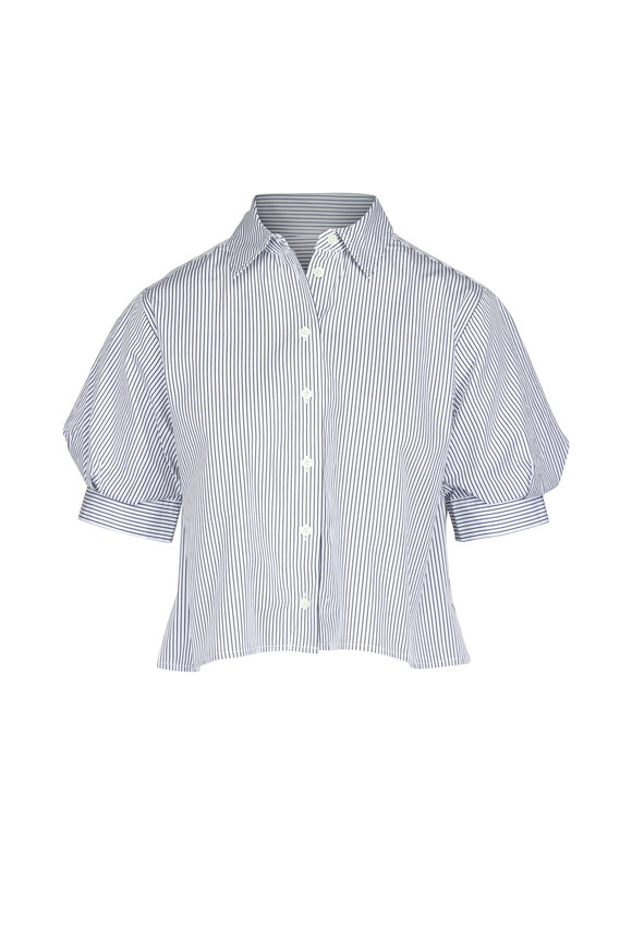 Frame Billow Navy Stripe Sleeve Shirt