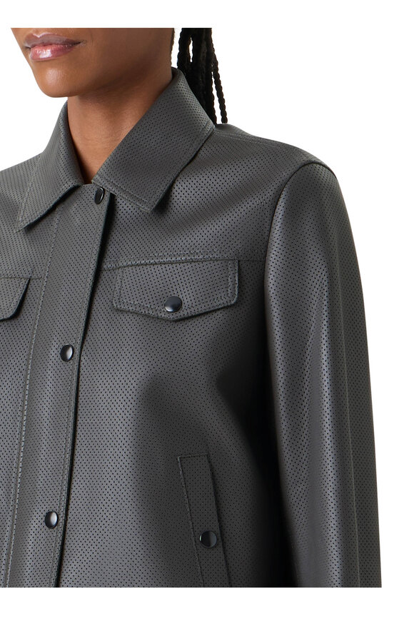 Akris Punto Olive Motorbike Pin Dot Leather Jacket - view 5