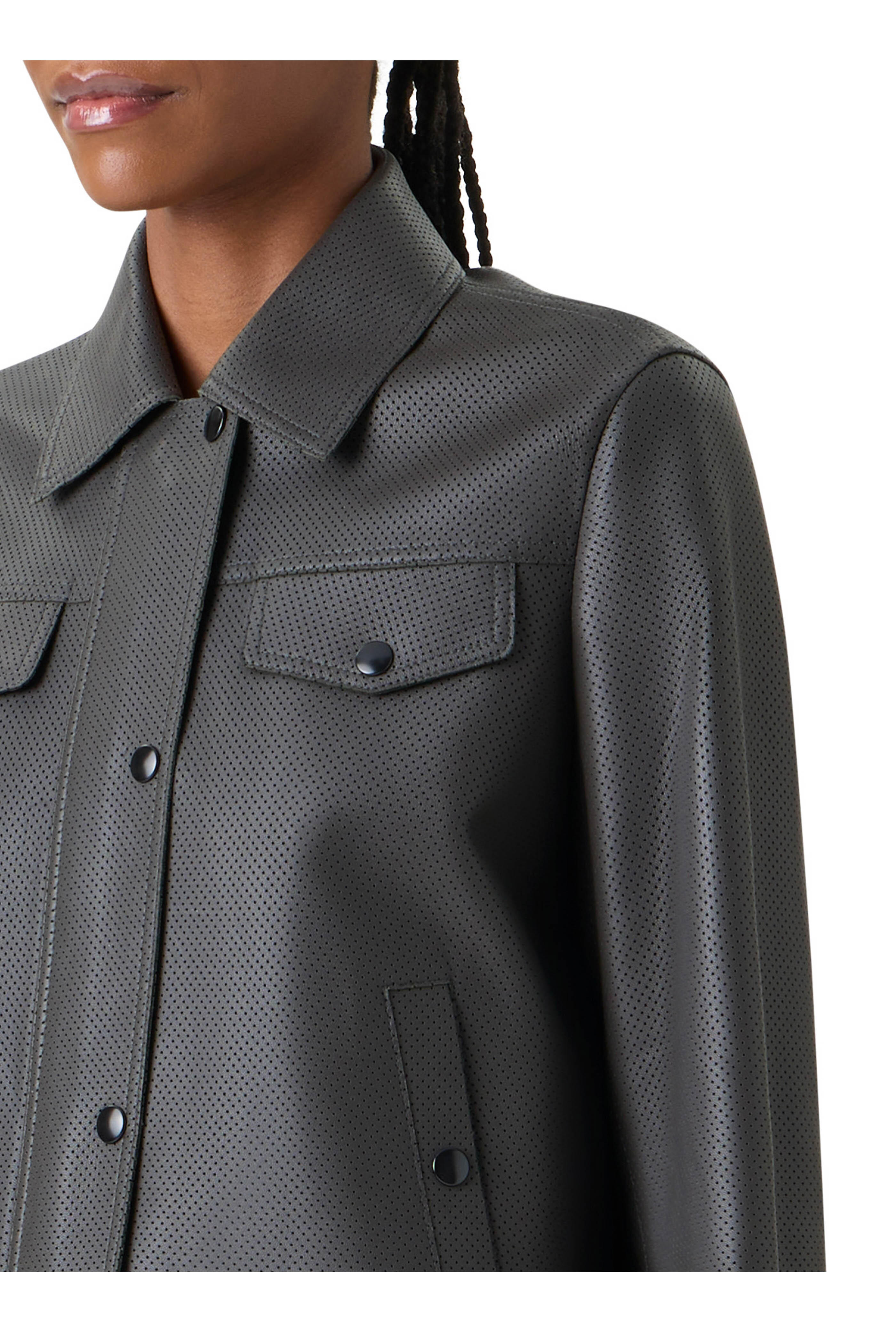 Akris Punto - Olive Motorbike Pin Dot Leather Jacket - view 5