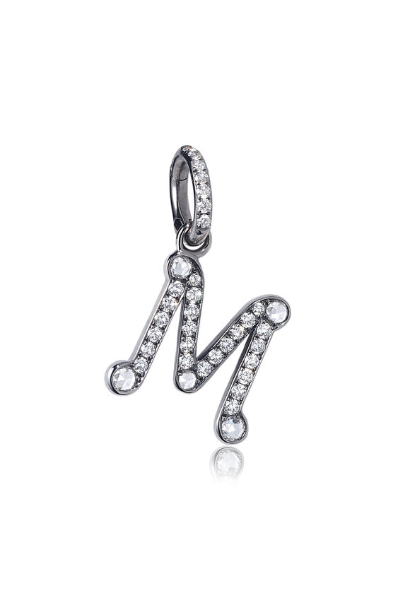 Nam Cho 18k White Gold Diamond "M"  Charm Pendant - view 1