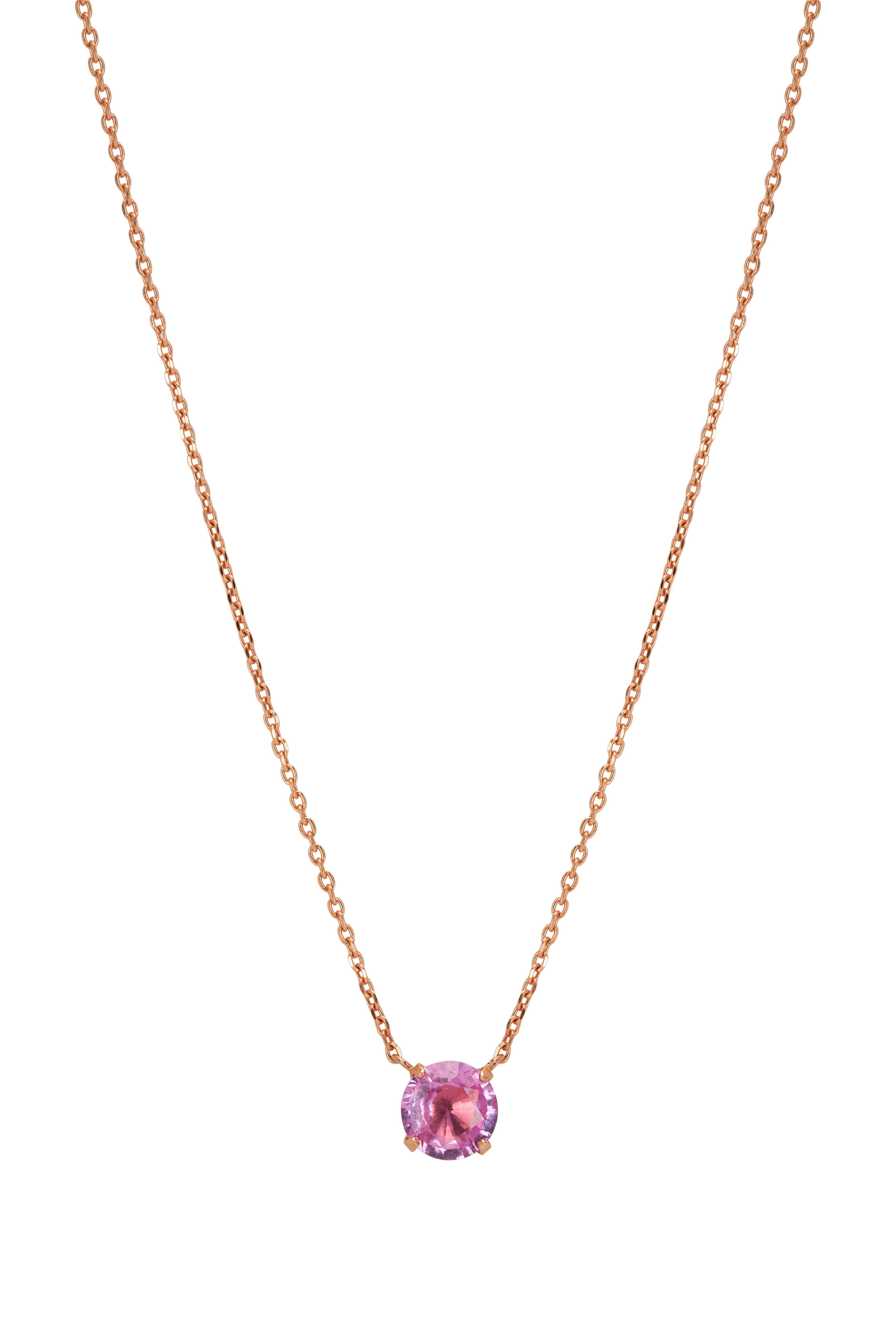 Rose Gold Pink Sapphire and Diamond Necklace