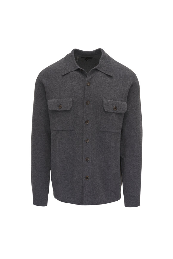 Kinross Flannel Gray Cashmere Shirt Jacket