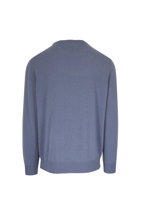Canali Light Blue Wool & Cashmere Crewneck Sweater - view 3