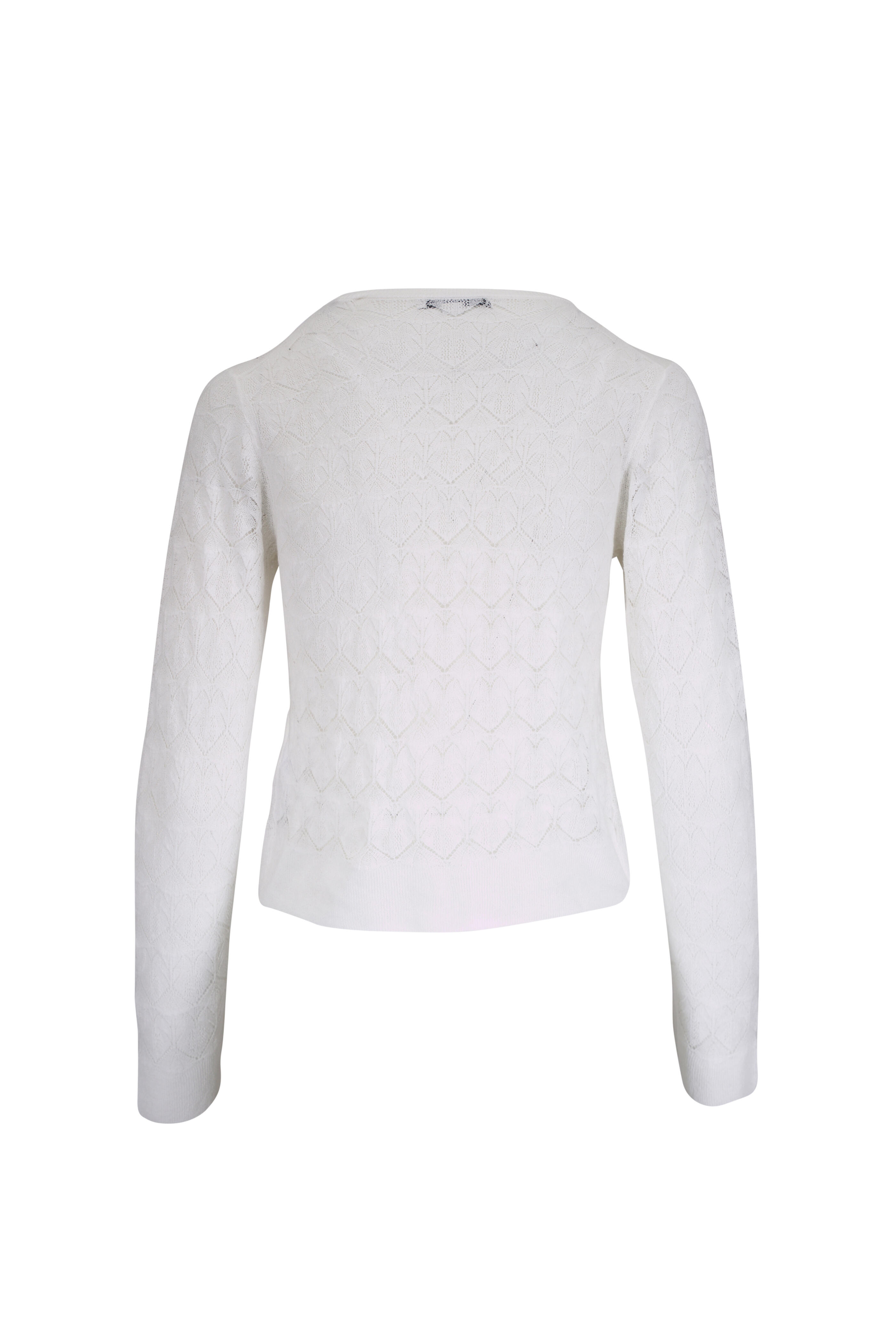 Vince - Lace Stitch Optic White Cotton Cardigan | Mitchell