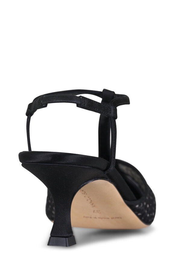 Manolo Blahnik Turgimodla Black Flocked Tulle T-Bar Pump, 50mm - view 3