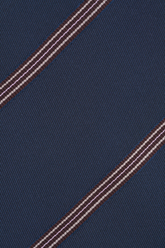 Brioni Petrol Stripe Silk Jacquard Necktie - view 2