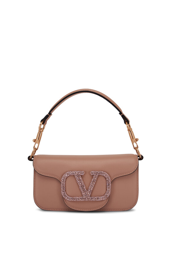 Valentino Garavani - Rockstud Rose Gold Suede Quilted Shoulder Bag