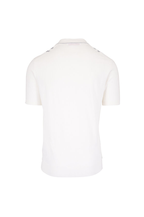 Orlebar Brown Horton White Sand Silk-Cotton Chevron Stripe Polo - view 2