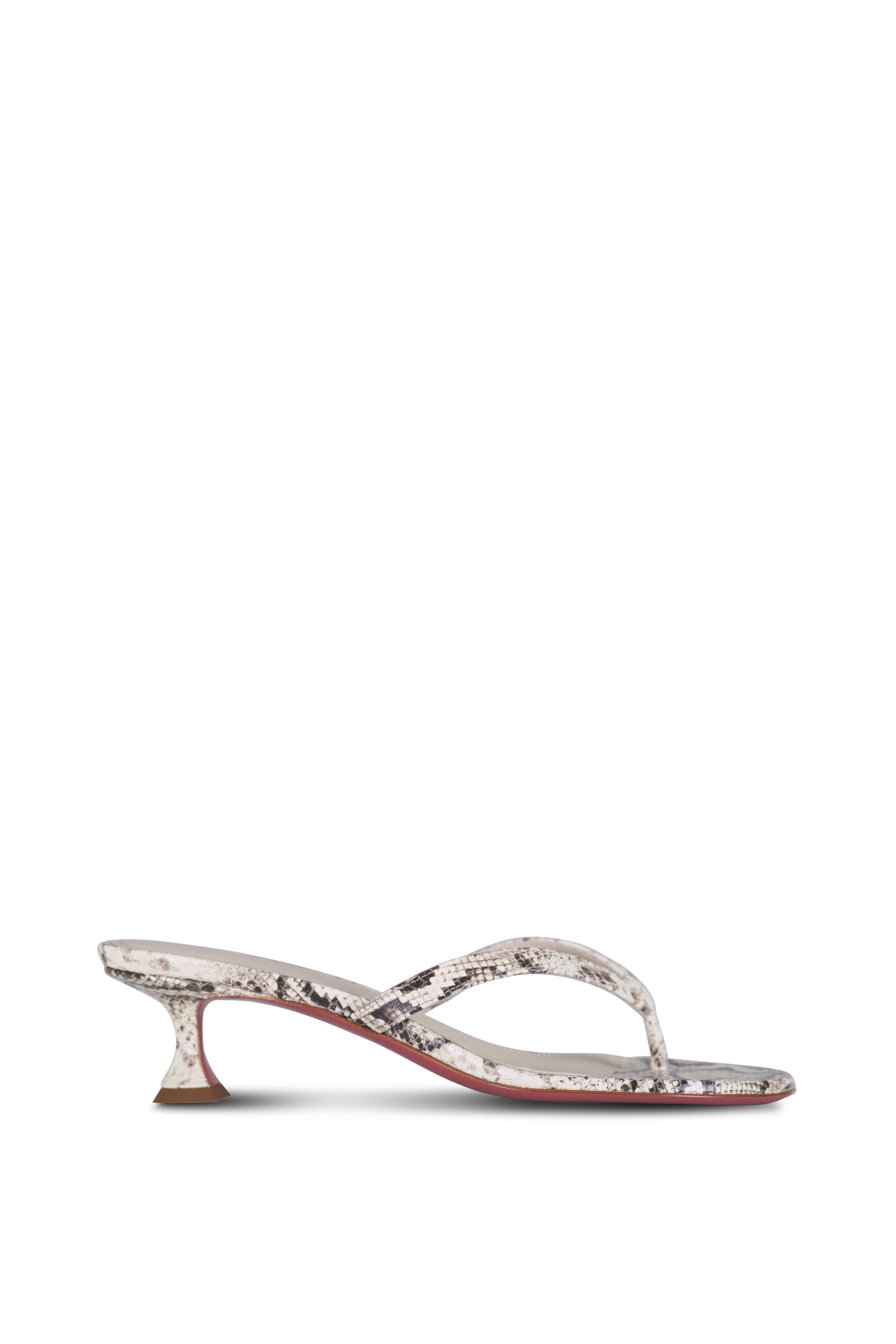 サンダル・ミュール Amina Muaddi Rih Suede And Pvc Sandals Amina Muaddi - Juliette Natural Thong Sandal, 45mm