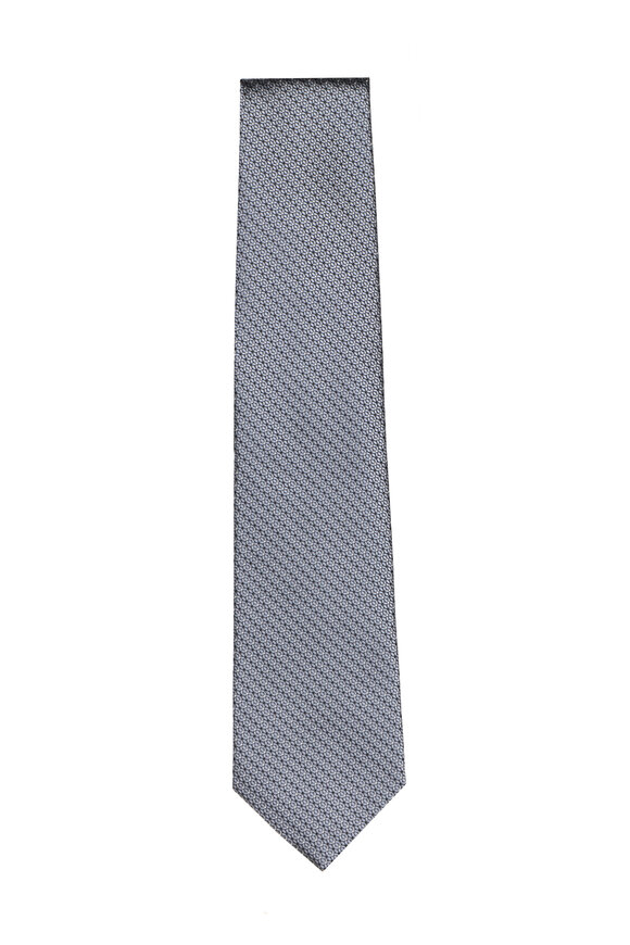 Isaia Light Grey Medallion Neat Necktie