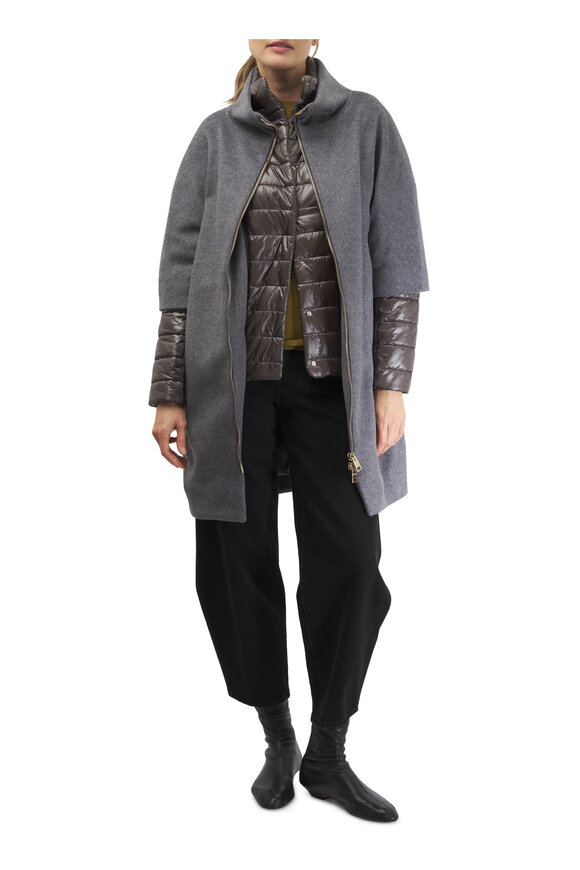 Herno - Gray Luxury Wool & Nylon Ultralight Cocoon Coat