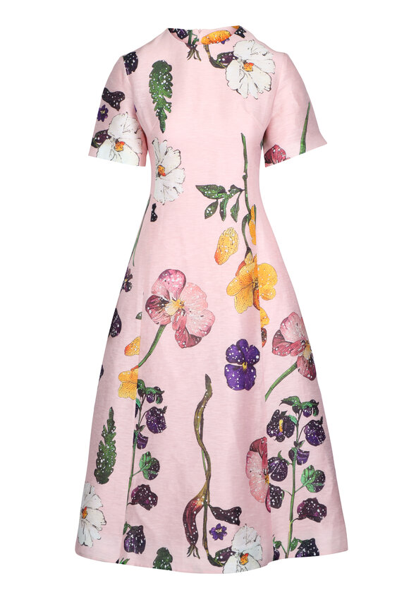 Leo Lin Caroline Wildbloom Short Sleeve Midi Dress