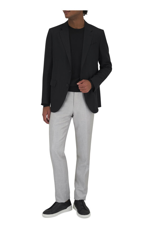 Zegna - Solid Black Linen Sportcoat