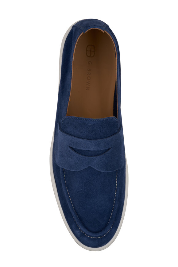 G Brown - Ernie Blue Suede Penny Loafer