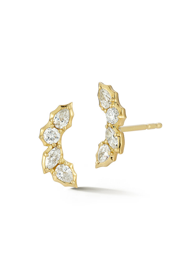 Jade Trau 18k Gold Posey Curve Studs