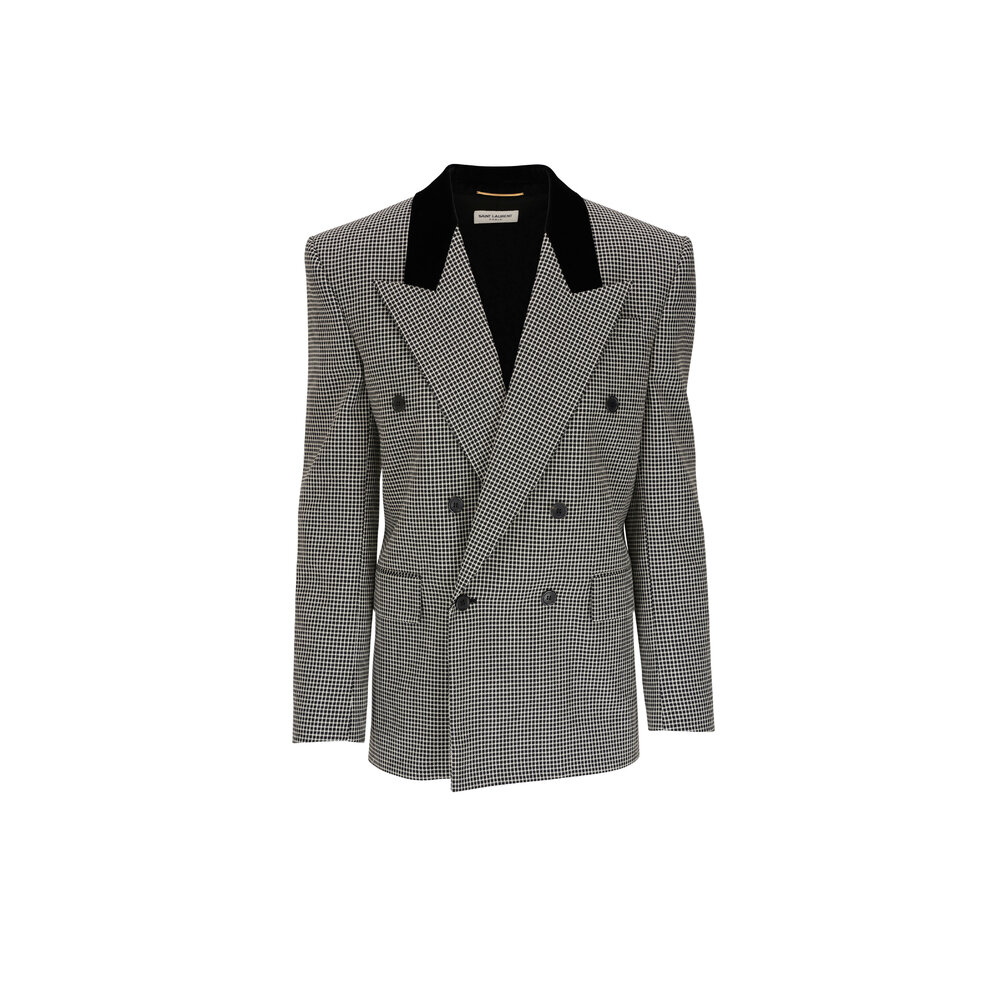 【関税＆送料込み】Saint Laurent Checked Single-Breasted Bl Saint Laurent Checked single-breasted wool blazer Saint Laurent